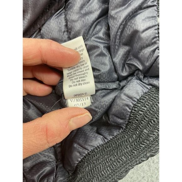 Athleta Downalicious Jacket Womens Small Black Nylon Asymmetrical Zip Packable - Picture 7 of 11